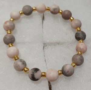 Stretch Bracelet Pink and Grey Stones